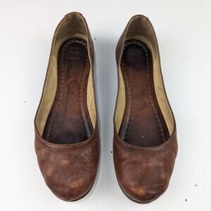 FRYE Women's Carson Brown Leather Ballet Flats - 8 Women's